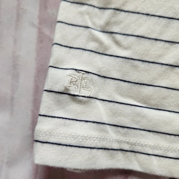 NWT Lauren Ralph Lauren "Moreton Hall" Stripe Shirt White Black | Women's Size L - Picture 2 of 5